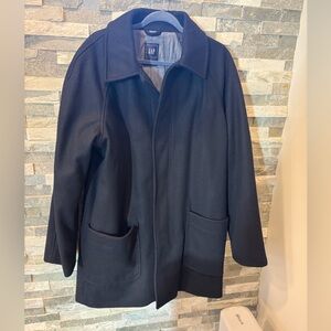 GAP Men's Wool Mac Pea Coat - Wool Blend - Navy Blue